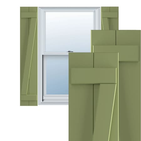 Ekena Millwork True Fit PVC Two Board Joined Board-n-Batten Shutters w/Z-Bar, Moss Green , 10 3/4W x 28H, PR TFP102BBF11X028MG