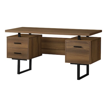 Homeroots 60" Brown and Black Wood and Metal Sled Computer Desk With Three Drawers 489918