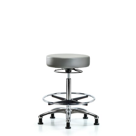 Blue Ridge Ergonomics Vinyl Stool, Chrome, High Bench, Foot Ring, Glides, Sterling BR-VHBSO-CR-CF-RG-8840