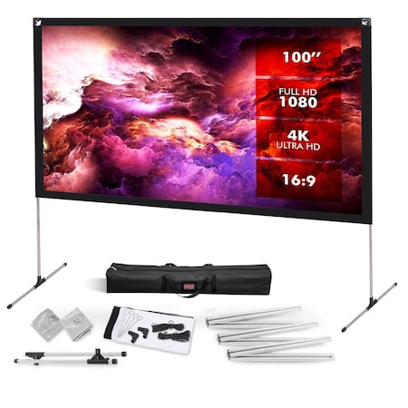 Pyle Pyle Foldable Portable Projector Screen - 120" 16:9 HD, Lightweight, Wrinkle-Free, Indoor/Outdoor Use PRJOS100