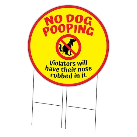 Signmission Corrugated Plastic Sign With Stakes 36in Circular-No Dog Pooping C-36-CIR-WS-No Dog pooping