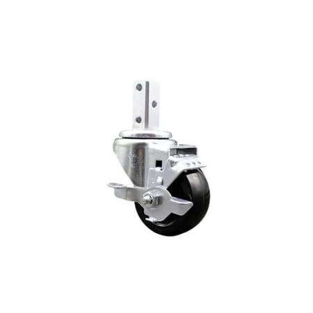 Service Caster 3 Inch Hard Rubber Wheel Swivel 3/4 Inch Square Stem Caster with Brake SCC SCC-SQ20S314-HRS-TLB-34