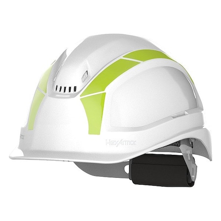Hexarmor Safety Helmets, HDPE, 6 Point Ratchet, Type 1, Class C, White 16-11001Y