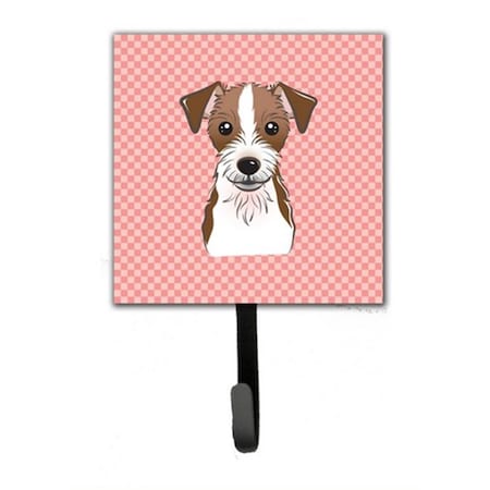 Carolines Treasures Checkerboard Pink Jack Russell Terrier Leash and Key Holder BB1202SH4
