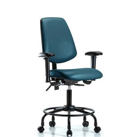 Blue Ridge Ergonomics Vinyl Chair, Vinyl, Adjustable Arms BR-VDHCH-MB-RT-T1-A1-RC-8801