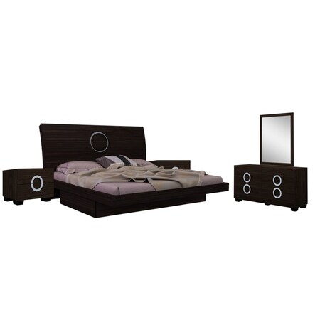 Homeroots Four Piece Wood Brown Solid Wood Bedroom Set With Mirror 343982
