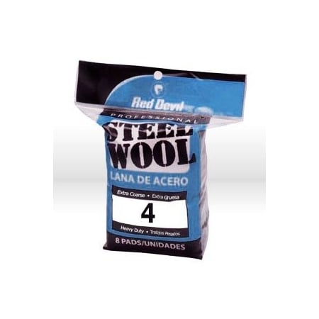 Red Devil Steel Wool, Extra Corse #4, 8PK 0327