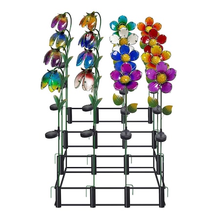 Alpine Multicolored Glass/Metal 33 in. H Flower Solar Garden Stake SLL2477A