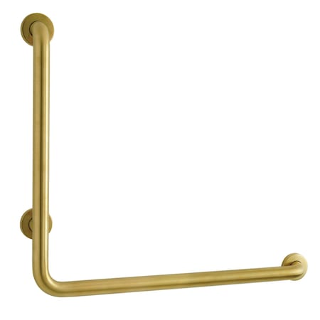 Kingston Brass 24" x 24" L-Shaped Stainless Steel ADA Grab Bar - Right Hand, Brushed Brass GBL1224CSR7