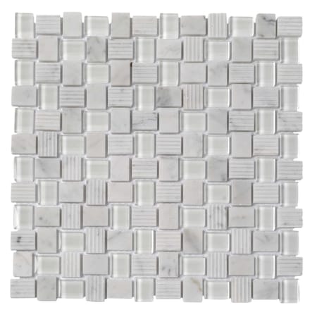 Apollo Tile 12x12 Bianco Carrara Glass Marble Polished Floor and Wall Mosaic Tile 4.83 sqft/case, 5PK APLBL8804CAA