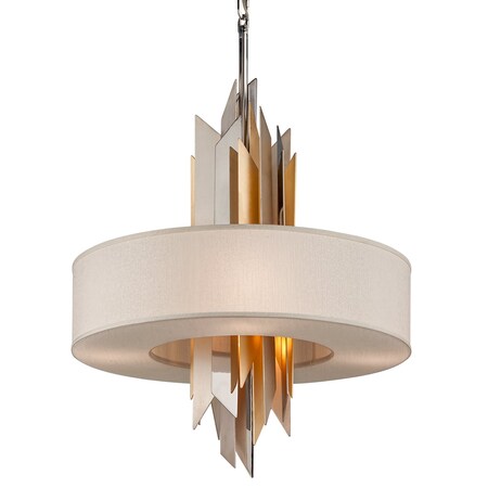 Corbett Lighting Modernist 6 Light Pendant 28 In. Pol Ss W Silver/Gold Leaf 207-46-SS/WSL/GL