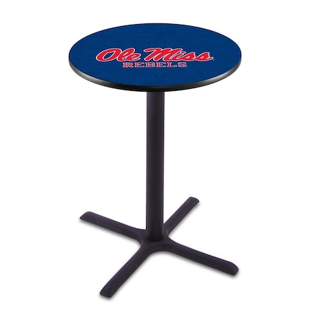 Holland Bar Stool Co 36" Blk Wrinkle Ole' Miss Pub Table, 36" dia. Top L211B3636MssppU