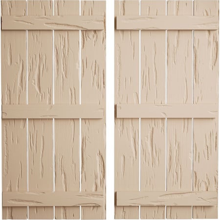 Ekena Millwork Rustic Four Board Spaced Board-n-Batten Pecky Cypress Faux Wood Shutters, 23 1/2"W x 66"H SHUBSS23X66PCPR
