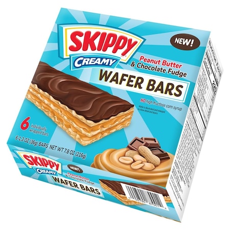 Skippy Creamy Peanut Butter And Chocolate Fudge Wafer Snack Bar, 1.3 Oz, 36g/Bar 6 ct SKIPPYPBCF6