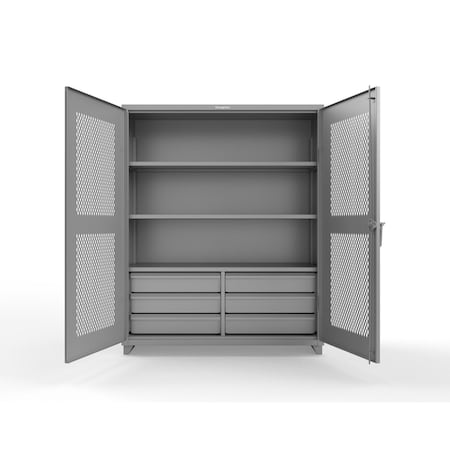 Strong Hold 14 GA Extra Heavy Duty Ventilated (Diamond) Cabinet with Half-Width Drawers 56-V-243-6/5DB-L