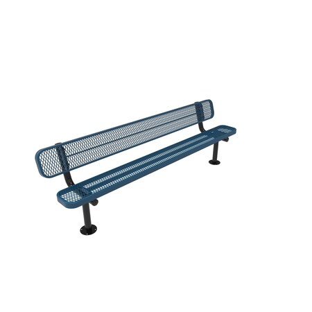 Mytcoat 8ft Outdoor Bench with Back, Surface Mount, Light Blue, Expanded Metal, Industry Standard Coating 804140
