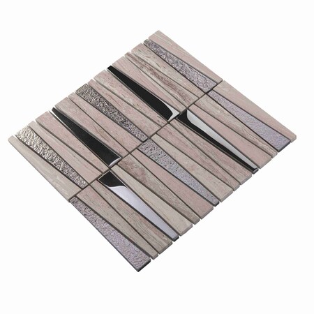 Apollo Tile Brown Gray 11.8 in x 11.8 in Glass, Stone Polished Floor and Wall Mosaic Tile 4.83 sqft/case, 5PK APLHTC88535-MA