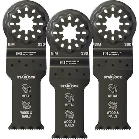 Imperial Blades Starlock 1-1/8'' 18 TPI Metal/Wood Oscillating Blade, 3PK IBSL330-3