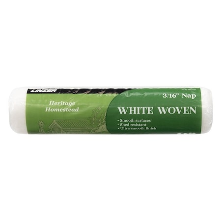 Linzer Roller Cover, 3/16 in Thick Nap, 9 in L, White HH RC 100 0900
