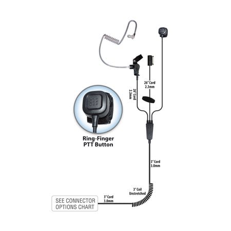 Klein Electronics 3-Wire Surveillance Earpiece, Ring Finger PTT with Kenwood K1 Connector STEALTH-K1