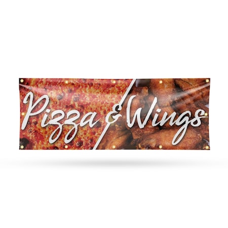 Signmission Pizza and Wings, 48 Inch x 120 Inch, Vinyl Banner B-120-30804
