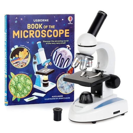 Amscope M149 Student Kids Metal Frame Glass Optics Biological Moncluar Compound Microscope 40X-1000X Magnif M149C-WM