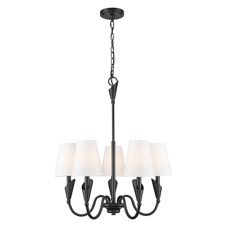 Z-Lite Claudelle 5-Light Chandelier, 24 in W, Matte Black 4014-24MB