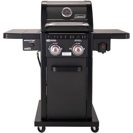 Coleman Revolution 2-Burner Gas BBQ Grill w/ 440-Sq. In. Total Cooking Surface, 2 Side Shelves, Black RV-201BBQ
