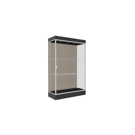 Ghent Lighted Floor Display Case 48x76x20, 6" Base, Satin 92LFCO-SN-BLK