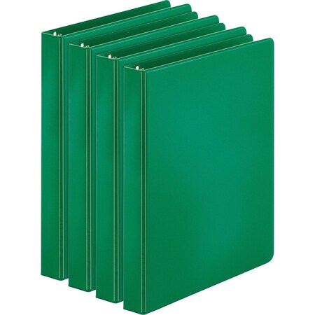 Business Source Basic Round Ring Binders, Green, 4PK BSN28556BD