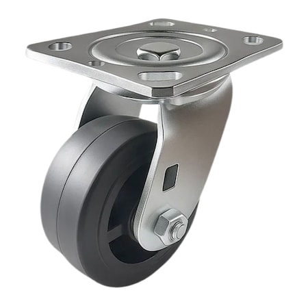 Hyw Products Heavy Duty Caster 4in Rubber on Cast Iron Wheel, Swivel 40-40S-A1-RC