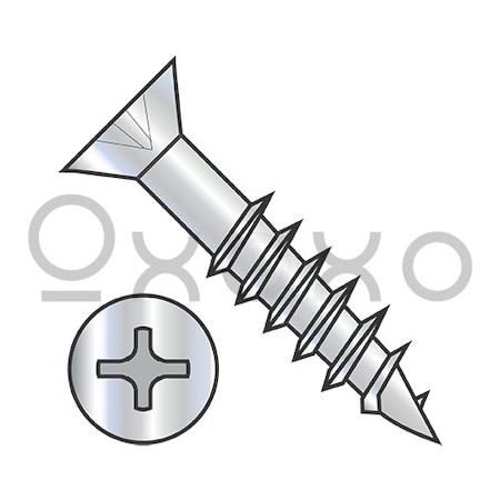 Oxoxo 8-11X2 Phillips Flat Head no Nibs Deep Thread Wood Screw 2/3 Threaded Zinc Bake, 3500PK 568240