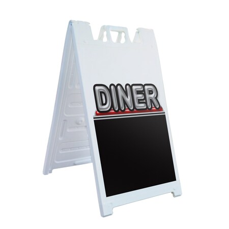 Signmission Diner, A-Frame & 2 Sign Inserts, Heavy-Duty Plastic Frame SBHD-C-2436-Diner