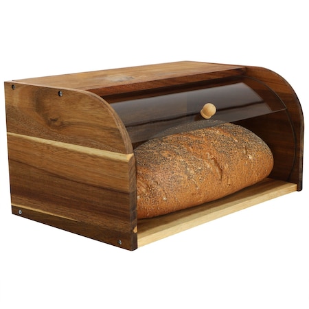 Megachef Acacia Wood Bread Box with Sliding Plastic Lid 750122131M
