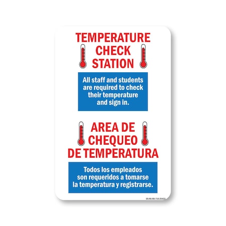 Signmission PSA, Temperature Check Station Spanish, 10in X 7in Peel And Stick Wall Graphic, OS-NS-RD-710-25433 OS-NS-RD-710-25433