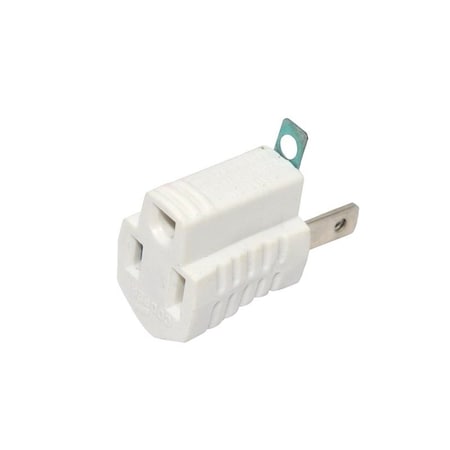 Eaton Wiring Devices Plug Adapter, Plug Converter, 5-15R, 0 ft., White 419W