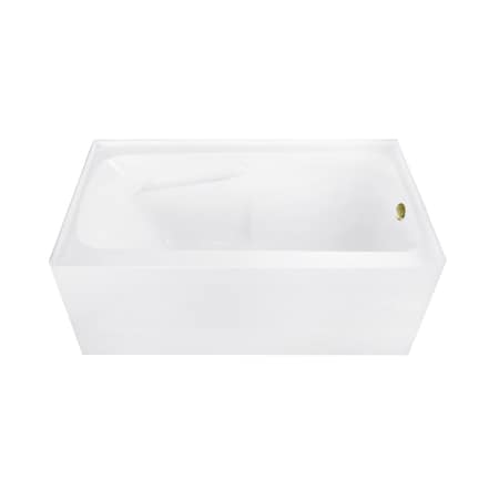 Kingston Brass 54" Acrylic Rectangular 3-Wall Alcove Tub Combo w/ Armrests in Glossy White/Antique Brass CVTAP543023R3