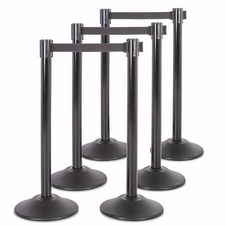 Us Weight Sentry QuikSecure Stanchion with 6.5' Black Belt, 6PK U2001PK6