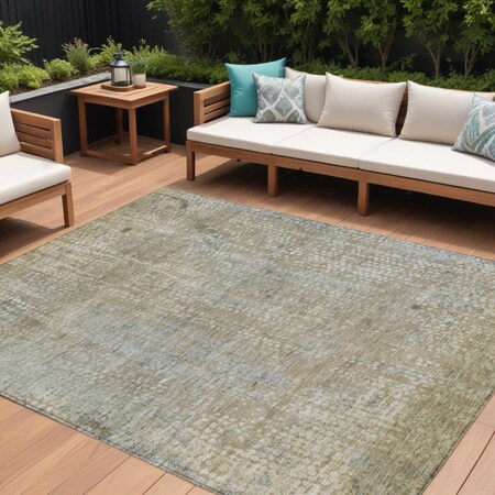 Homeroots 9' X 12' Beige And Ivory Abstract Washable Indoor Outdoor Area Rug 631057