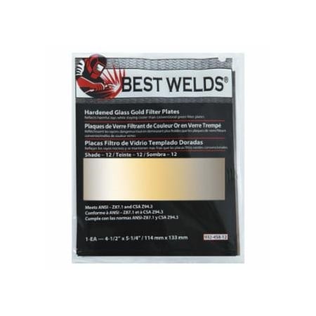 Best Welds Hardened Glass Gold Filter Plate, Gold/12, 4.5 in x 5.25 in, SH12, Glass 901-932-458-12