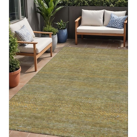 Homeroots 5' X 8' Sage And Gold Striped Washable Indoor Outdoor Area Rug 615633