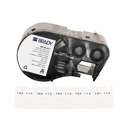 Brady Wraparound Label, White, Vinyl, 3/4 in W M4-48-417