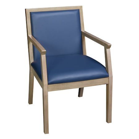 Regency Regent WallGuard Guest & Reception Waiting Room Wood Side Chair - Noble Oak / Navy Blue Vinyl 9875NONV