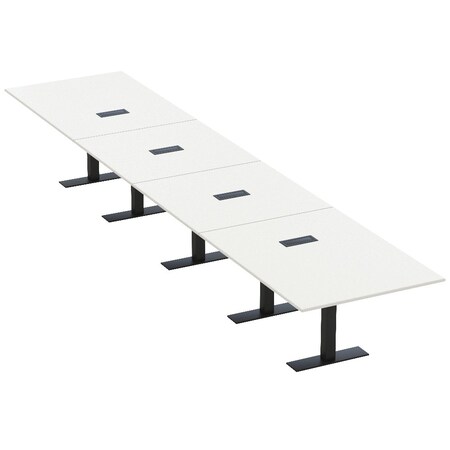 Skutchi Designs 18ft Rectangular Conference Table With Power | Harmony Series | 18 Person Meeting Room Table HAR-REC-48x216-T.BK-W960-EBLK