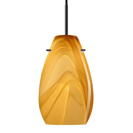 Besa Lighting Besa Pera 9 Pendant, Honey, Black Finish, 1x 9W LED 1JT-4126HN-LED-BK