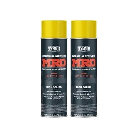 Seymour Midwest MRO Industrial High-Solids Spray Paint, Safety Yellow, 16 oz, 2PK 6201419-2
