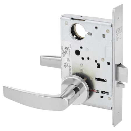 Sargent Grade 1 Storeroom or Closet Mortise Lock, B - Lever, LN - Rose, Less Cylinder, Bright Chrome LC-8204 LNB 26
