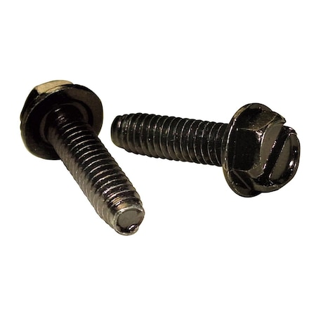 Newport Fasteners #8-32 x 5/8 in, Black Zinc Steel Flange Hex Head Slotted Drive, 2000 PK 480995-2000