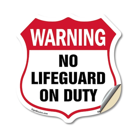 Signmission Pool Safety Shield Sign Warning No Lifeg, 18 Inch X 18 Inch, Vinyl Decal SHI-D-18-431
