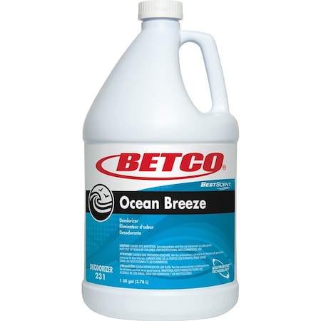 Betco BestScent Ocean Breeze Deodorizer, Ocean Breeze, 1 gal Bottle, 4PK 2310400